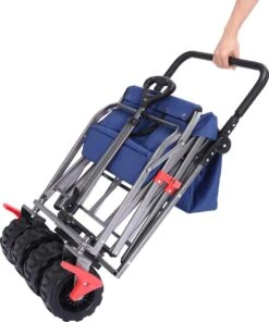 AREBOS Handkar | Transportwagen | Apparatuurwagen | Opvouwbaar | Duwstang| Blauw -Buiten Kamperen 1001x1200 2