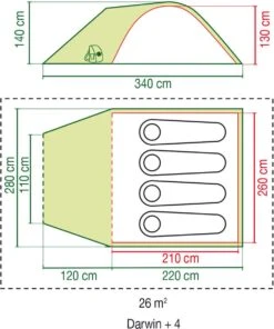 Coleman Darwin 4 Plus Koepeltent - 4-Persoons - Groen 23 Coleman Darwin 4 Plus Koepeltent - 4-Persoons - Groen -Buiten Kamperen 1003x1200