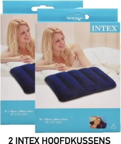 2 INTEX Opblaasbare Hoofdkussens - 43 X 28 X 9 Cm - Kampeerkussen - Reiskussen - Kussen - Festival - Festivalkussen - Opblaasbaar Kussen - Kopkussen - Reizen - Kamperen - Kamping - TWEE STUKS -Buiten Kamperen 1009x1200