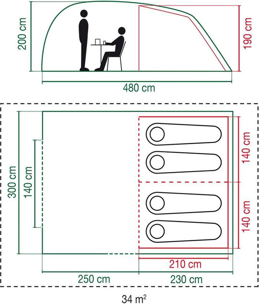 Coleman Vespucci 4 Tunneltent - Familietent - 4-Persoons - Groen 8 Coleman Vespucci 4 Tunneltent - Familietent - 4-Persoons - Groen - Afbeelding 6