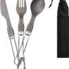 Navaris Campingbestek Van Titanium - Set Met Vork, Mes En Lepel - Inklapbaar - Bestekset Voor Onderweg - Inclusief Karabijnhaak En Bewaarzakje -Buiten Kamperen 1053x1200 3