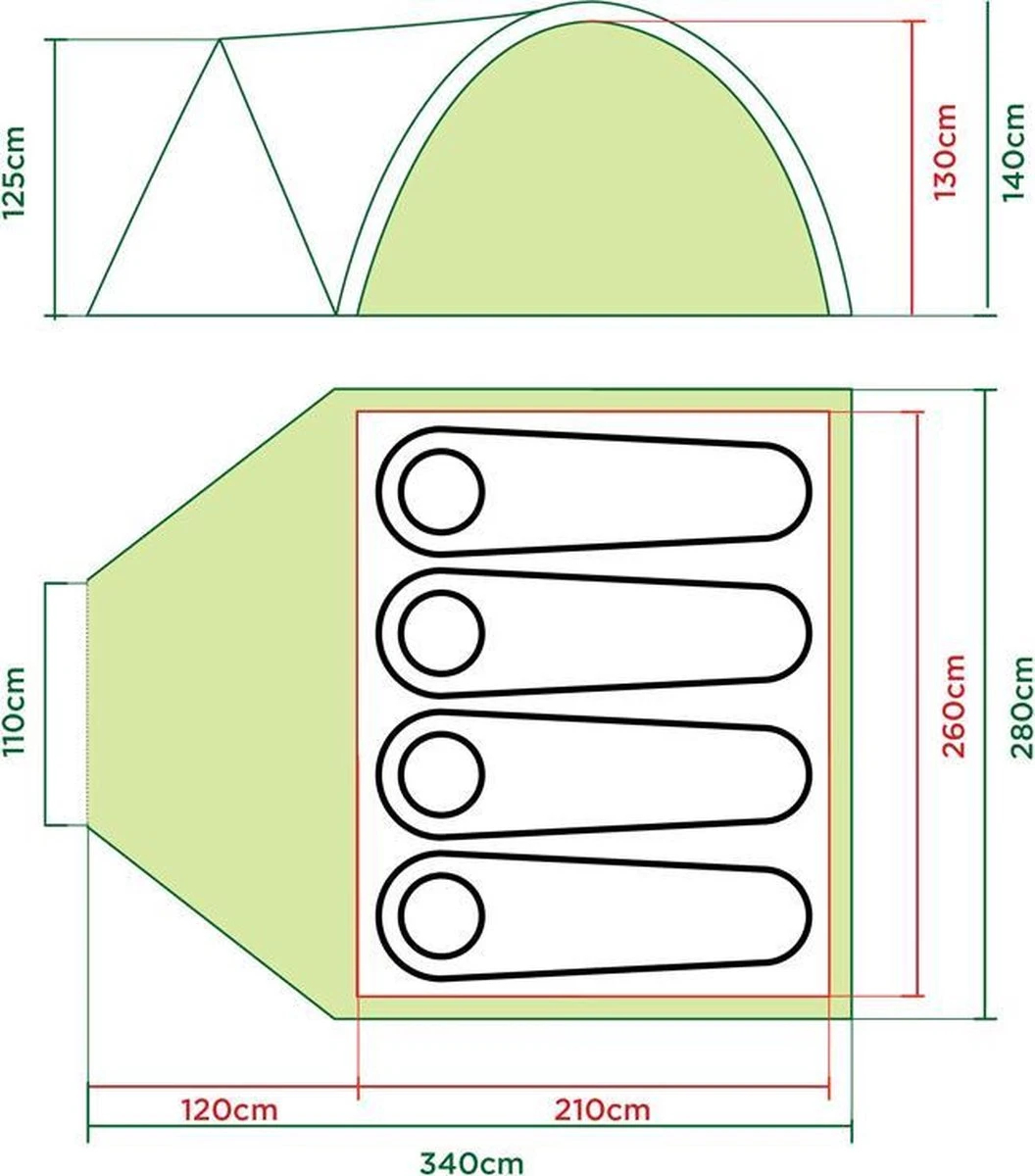 Coleman Darwin 4 Plus Koepeltent - 4-Persoons - Groen 11 Coleman Darwin 4 Plus Koepeltent - 4-Persoons - Groen - Afbeelding 9