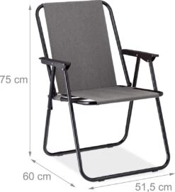 Relaxdays Campingstoel Inklapbaar Set Van 2 - Klapstoel 100 Kg - Visstoel Met Armleuningen - Grijs -Buiten Kamperen 1094x1200