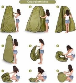 NordFalk Douchetent Pop-up 190 Cm - Camping Douche - Omkleedtent - Incl. Tentharingen En Draagtas - Groen -Buiten Kamperen 1098x1200