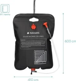 Navaris Campingdouche Op Zonne-energie - 20 Liter - Verwarmbare Camping Douchezak Met Douchekop, Slang En Kraan - Ideaal Voor Reizen En Kamperen -Buiten Kamperen 1126x1200 1