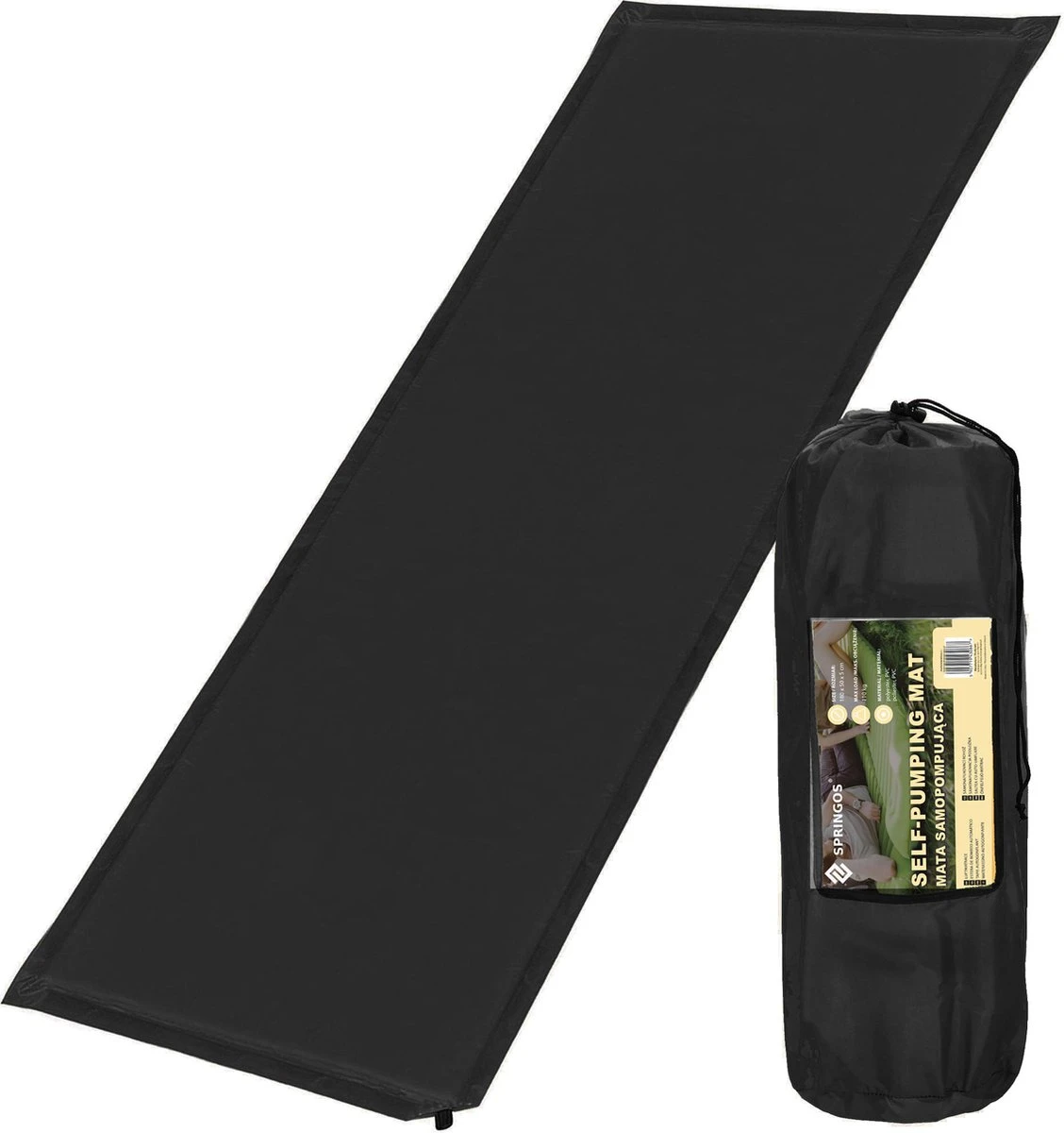 Springos Slaapmat | Zelfopblazend | 180 Cm | Inclusief Hoes | Zwart 3 Springos Slaapmat | Zelfopblazend | 180 Cm | Inclusief Hoes | Zwart
