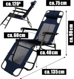 Ligstoel 180x60cm - Opvouwbaar Campingstoel Ligbed Strandstoel Tuinstoel Vouwligstoel Blauw -Buiten Kamperen 1135x1200 1