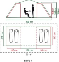 Coleman Bering 4 Vis-a-Vis Tent - Familietent - 4-Persoons - Groen -Buiten Kamperen 1136x1200