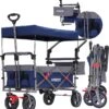 AREBOS Premium Steekwagen Met Dak Opvouwbare Tuinkar Handkar Bolderkar Blauw / Grijs -Buiten Kamperen 1136x1200 3