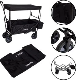 AREBOS Handwagen Vouwbare Dak Handwagen Vouwbare Trolley Uitrustingswagen Zwart -Buiten Kamperen 1141x1200 1