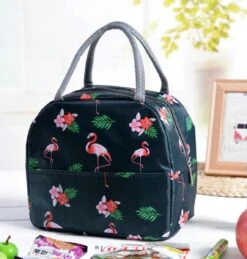 Koeltas - Lunchtas - Volwassenen En Kinderen - Compact & Handig: Zomer - Picknick -School - Lunch - Werk - Zwart Flamingo -Buiten Kamperen 1145x1200