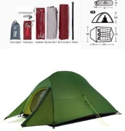 Cloud Up 3 Upgraded - Naturehike® - Tent 3 Persoons - Lichtgewicht Tent - Incl. Grondzeil - 20D 4000MM - Outdoor Kampeertent - Waterdicht - Hiking & Wandelen -Buiten Kamperen 1147x1200