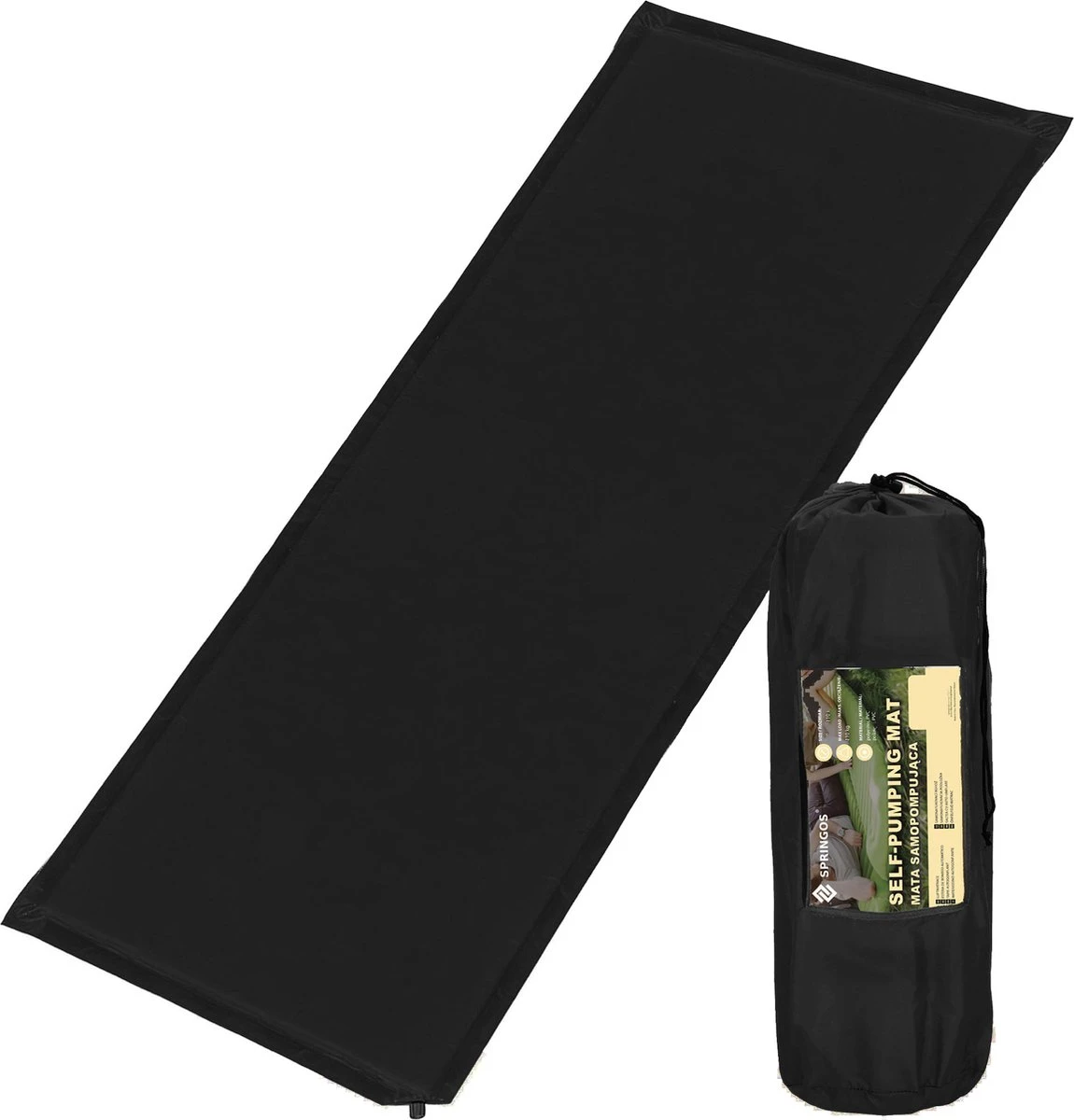 Springos Slaapmat | Zelfopblazend | 180 Cm | Inclusief Hoes | Zwart 4 Springos Slaapmat | Zelfopblazend | 180 Cm | Inclusief Hoes | Zwart - Afbeelding 2