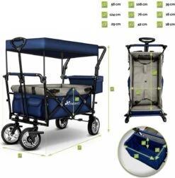 Tresko- Bolderkar, Grijs, Opvouwbaar, Met Dakje, Geschikt Tot 80 Kg - Bolderwagen - Kinderenvervoer - Bolderkarren - Tuinkar - Kinderwagen -Buiten Kamperen 1176x1200 1
