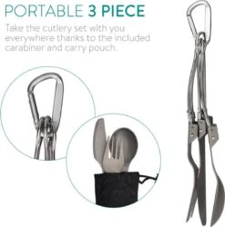 Navaris Campingbestek Van Titanium - Set Met Vork, Mes En Lepel - Inklapbaar - Bestekset Voor Onderweg - Inclusief Karabijnhaak En Bewaarzakje 17 Navaris Campingbestek Van Titanium - Set Met Vork, Mes En Lepel - Inklapbaar - Bestekset Voor Onderweg - Inclusief Karabijnhaak En Bewaarzakje -Buiten Kamperen 1185x1200 9