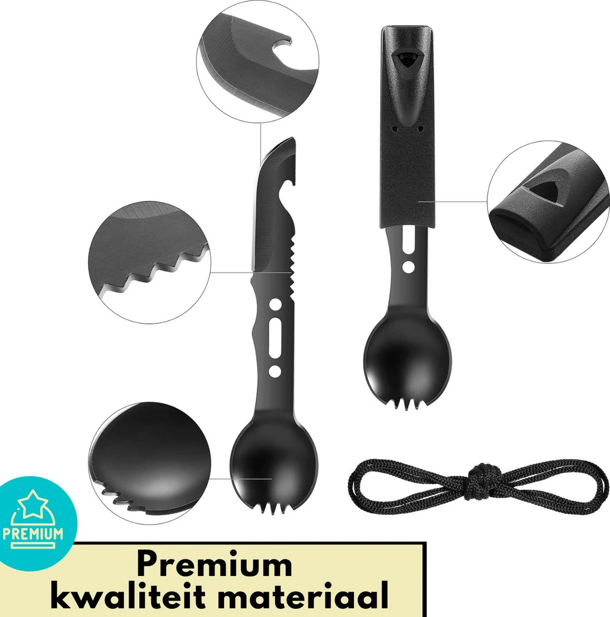 Lynnz® Spork 7 In 1 - Camping Bestek - Campingbestek - Campingservies - Reisbestek - Bestek To Go - Jachtmes - Rambomes 4 Lynnz® Spork 7 In 1 - Camping Bestek - Campingbestek - Campingservies - Reisbestek - Bestek To Go - Jachtmes - Rambomes - Afbeelding 2