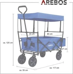 AREBOS Handwagen Vouwbare Dak Handwagen Vouwbare Trolley Uitrustingswagen Blauw 19 AREBOS Handwagen Vouwbare Dak Handwagen Vouwbare Trolley Uitrustingswagen Blauw -Buiten Kamperen 1188x1200 11
