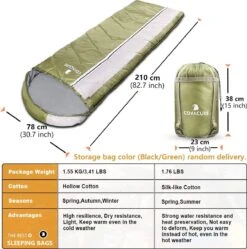 COVACURE 1.5/0.8kg Slaapzak, 3 Seizoenen Ultra Warm & Lichtgewicht Slaapzak Voor Volwassenen, Envelop Compacte Outdoor Slaapzakken Met Draagbare Compressie Tas Voor Camping, Rugzakken, Wandelen... -Buiten Kamperen 1189x1200 1