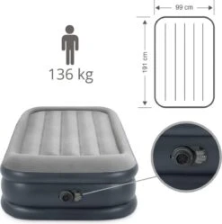 Intex Luchtbed - 1-Persoons - 99 X 191 X 42 Cm - Grijs - Met Pomp, Hoeslaken Zwart En Reparatieset -Buiten Kamperen 1189x1200 2