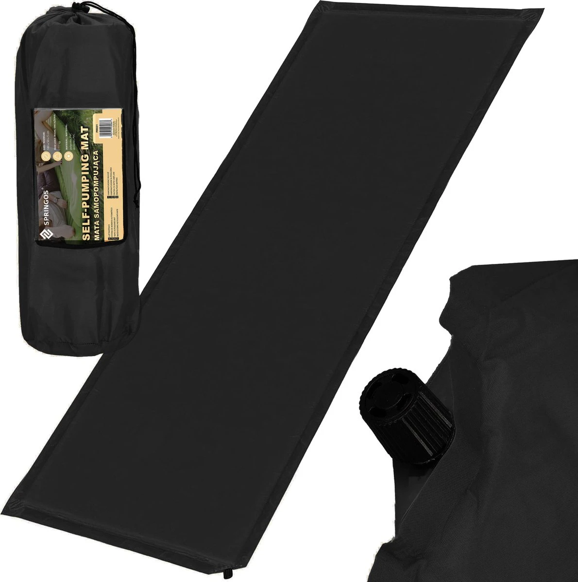 Springos Slaapmat | Zelfopblazend | 180 Cm | Inclusief Hoes | Zwart 19 Springos Slaapmat | Zelfopblazend | 180 Cm | Inclusief Hoes | Zwart - Afbeelding 17