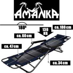 Ligstoel 180x60cm - Opvouwbaar Campingstoel Ligbed Strandstoel Tuinstoel Vouwligstoel Blauw -Buiten Kamperen 1190x1200 9