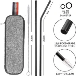 House Of Husk Reisbestek - Reis Bestekset - Chopsticks - Metalen Rietjes Met Borstel - Lepel - Vaatwasserbestendig - RVS - 7 Delig - Zwart -Buiten Kamperen 1193x1200 8