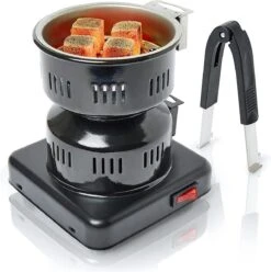 Schoberg Shisha Houtskoolaansteker Met Tang, Elektrische Houtskoolgrill Shisha 450 W, Houtskooloven 17 X 14 X 10 Cm, Houtskoolaansteker Voor Shisha