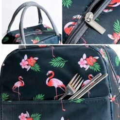 Koeltas - Lunchtas - Volwassenen En Kinderen - Compact & Handig: Zomer - Picknick -School - Lunch - Werk - Zwart Flamingo -Buiten Kamperen 1195x1200 11
