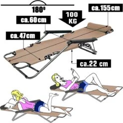 Ligstoel Opvouwbaar 155x60cm - Lichte Ligbed Relaxstoel Tuinstoel Campingstoel Strandstoel -Buiten Kamperen 1196x1200 21