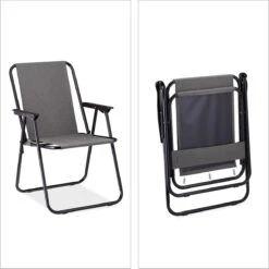 Relaxdays Campingstoel Inklapbaar Set Van 2 - Klapstoel 100 Kg - Visstoel Met Armleuningen - Grijs -Buiten Kamperen 1198x1200 20