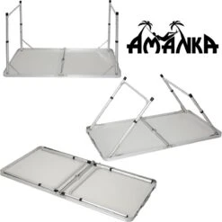 Aluminium Kampeertafel 120x60cm - Campingtafel Inklapbaar - 3-voudig Verstelbare Vouwtafel Antraciet -Buiten Kamperen 1198x1200 22