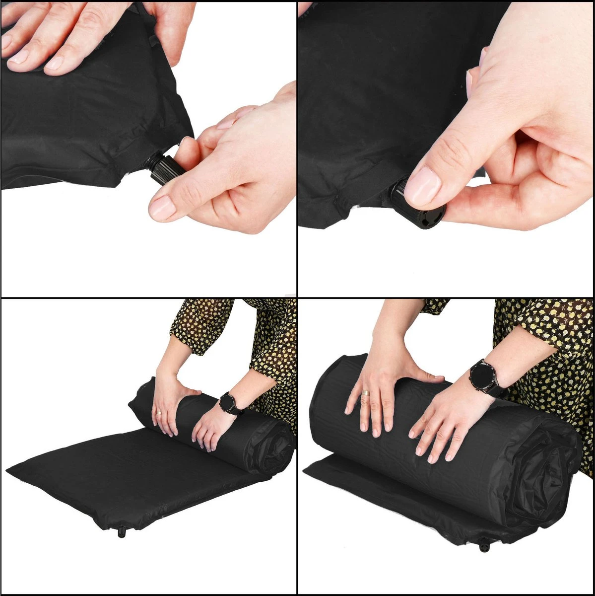 Springos Slaapmat | Zelfopblazend | 180 Cm | Inclusief Hoes | Zwart 11 Springos Slaapmat | Zelfopblazend | 180 Cm | Inclusief Hoes | Zwart - Afbeelding 9