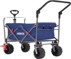 AREBOS Handkar | Transportwagen | Apparatuurwagen | Opvouwbaar | Duwstang| Blauw -Buiten Kamperen 1200x1000 9