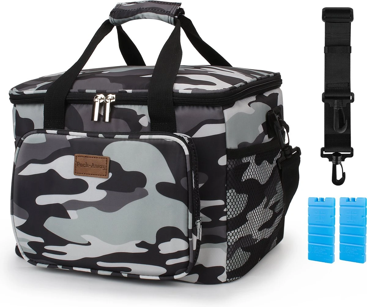 Packaway 4 Laags Geïsoleerde Koeltas - Lunchtas 15 Liter - Camouflage Grijs 3 Packaway 4 Laags Geïsoleerde Koeltas - Lunchtas 15 Liter - Camouflage Grijs
