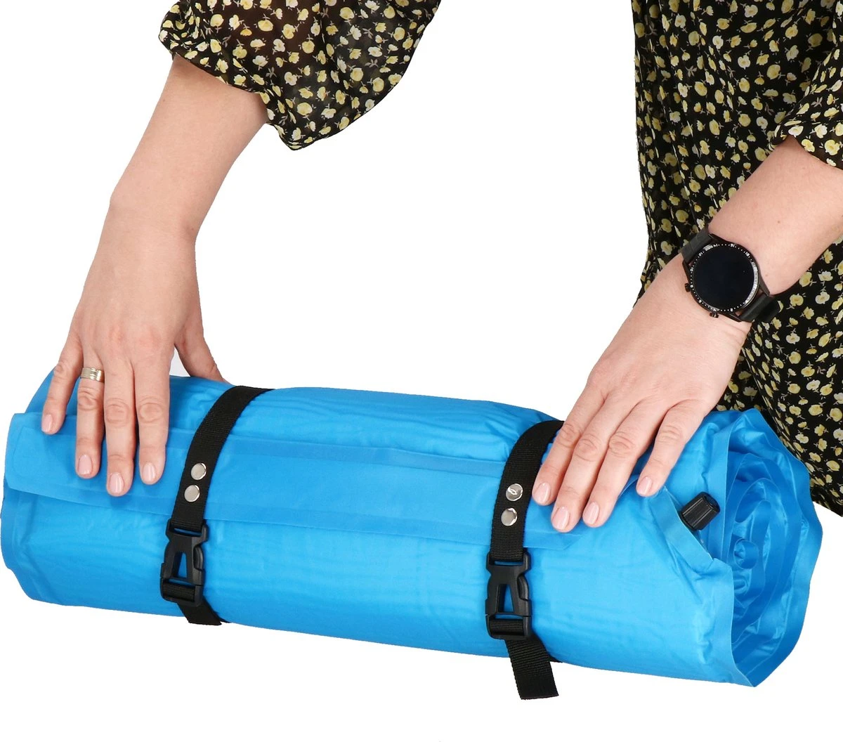 Springos Slaapmat | Zelfopblazend | 186 Cm | Inclusief Hoes & Hoofdkussen | Lichtblauw 4 Springos Slaapmat | Zelfopblazend | 186 Cm | Inclusief Hoes & Hoofdkussen | Lichtblauw - Afbeelding 2