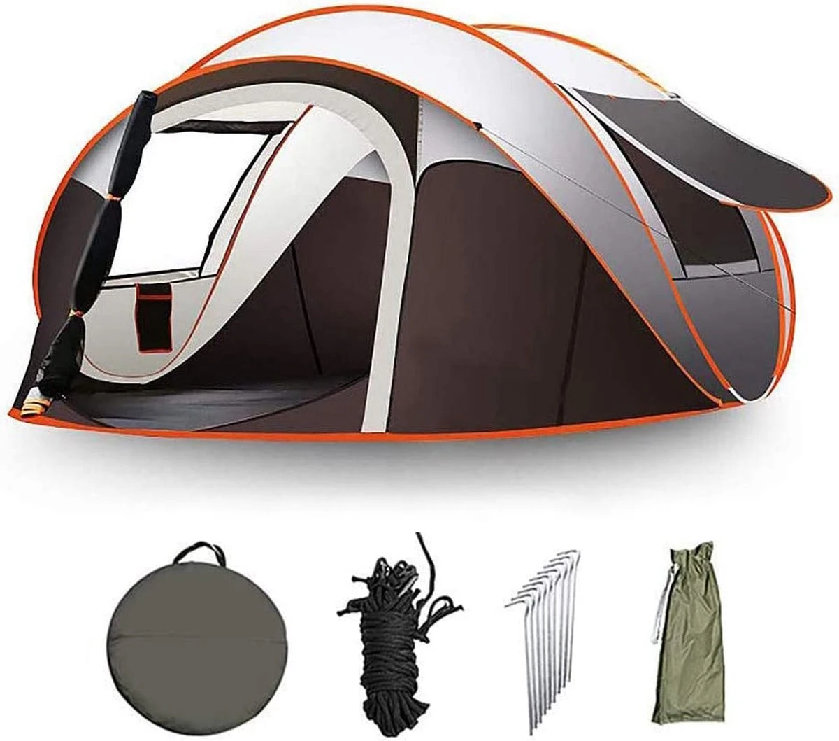 Fly Lab Luxe Pop Up Tent - Kampeer Tent - Grijs/Oranje - 4 Persoons 11 Fly Lab Luxe Pop Up Tent - Kampeer Tent - Grijs/Oranje - 4 Persoons - Afbeelding 9