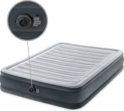 Intex Luchtbed - Twijfelaar - 137 X 191 X 33 Cm - Grijs - Met Ingebouwde Pomp, Hoeslaken Antraciet En Reparatieset -Buiten Kamperen 1200x1073