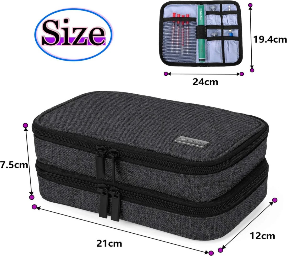 Merkloos Insuline Koeltas Etui Diabetes Tasje Met Ijspak Diabetes Clutch Zwart 4 Merkloos Insuline Koeltas Etui Diabetes Tasje Met Ijspak Diabetes Clutch Zwart - Afbeelding 2