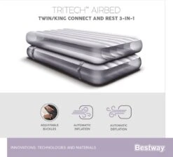 Bestway 3-in-1 Luchtbed - Connect - Zwart - 188x99cm - PVC/Polyester - Single, Double Single En Twin Opblaasbed - Tritech Materiaal - I-Beam Constructie -Buiten Kamperen 1200x1090 3