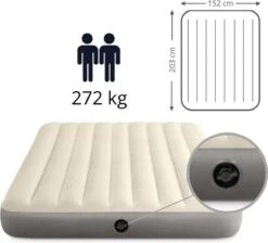 Intex Luchtbedset Intex Luchtbed - 2-Persoons - 152 X 203 X 25 Cm - Beige + Intex Elektrische Pomp - 650 Liter/min + Hoeslaken Wit + Reparatieset -Buiten Kamperen 1200x1090 7