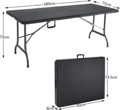 Casaria Tuintafel Opvouwbaar – Met Draaggreep 180x75 Cm – Zwart -Buiten Kamperen 1200x1093 5