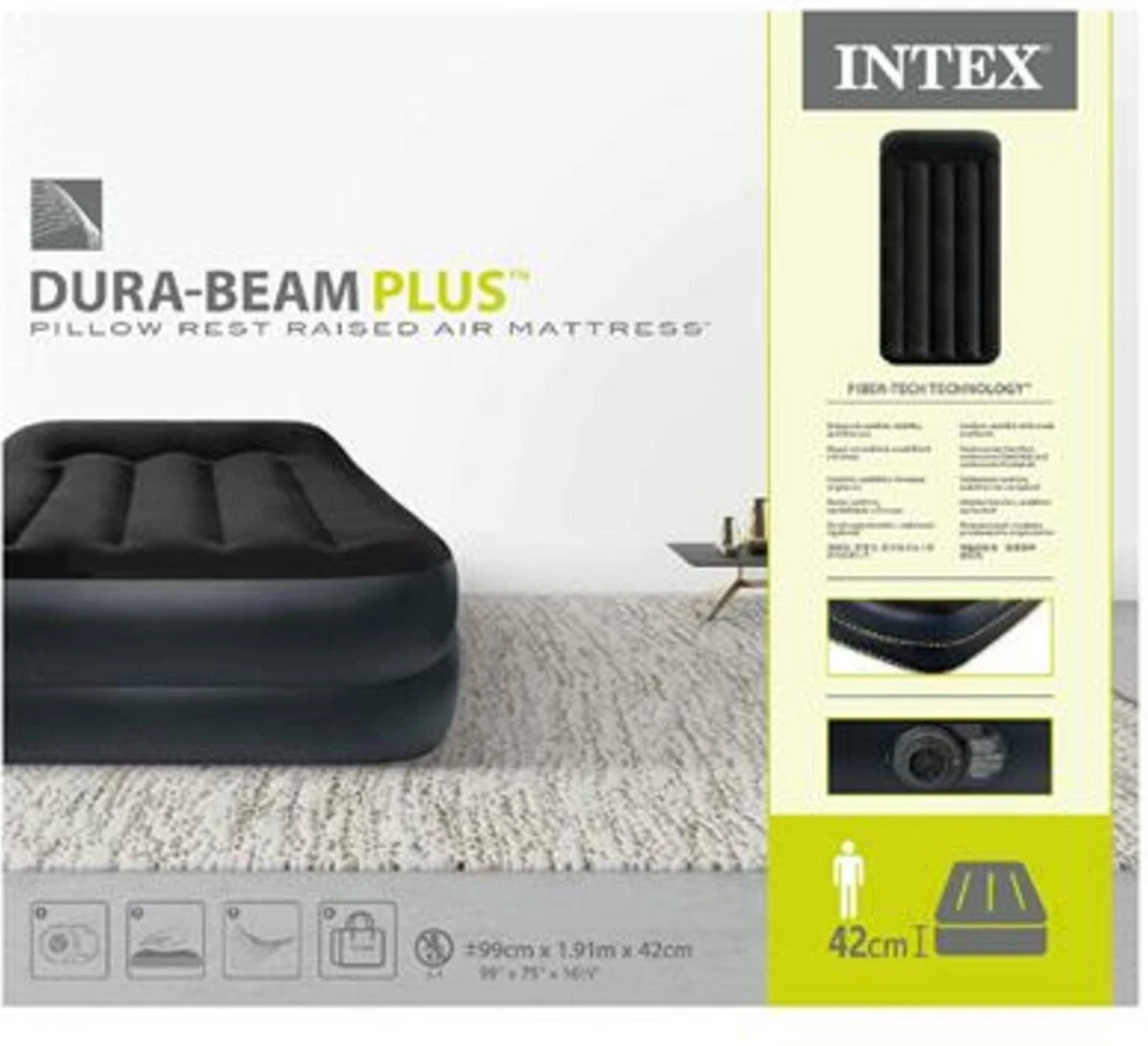 Intex Pillow Twin Luchtbed 1-persoons 99x191x42 Cm 5 Intex Pillow Twin Luchtbed 1-persoons 99x191x42 Cm - Afbeelding 3