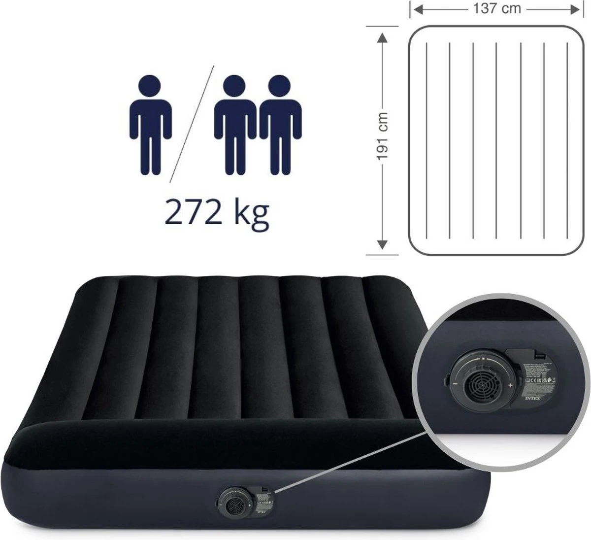 Intex Pillow Rest Classic Full Luchtbed - 2-persoons - 191x137x23 Cm 13 Intex Pillow Rest Classic Full Luchtbed - 2-persoons - 191x137x23 Cm - Afbeelding 11