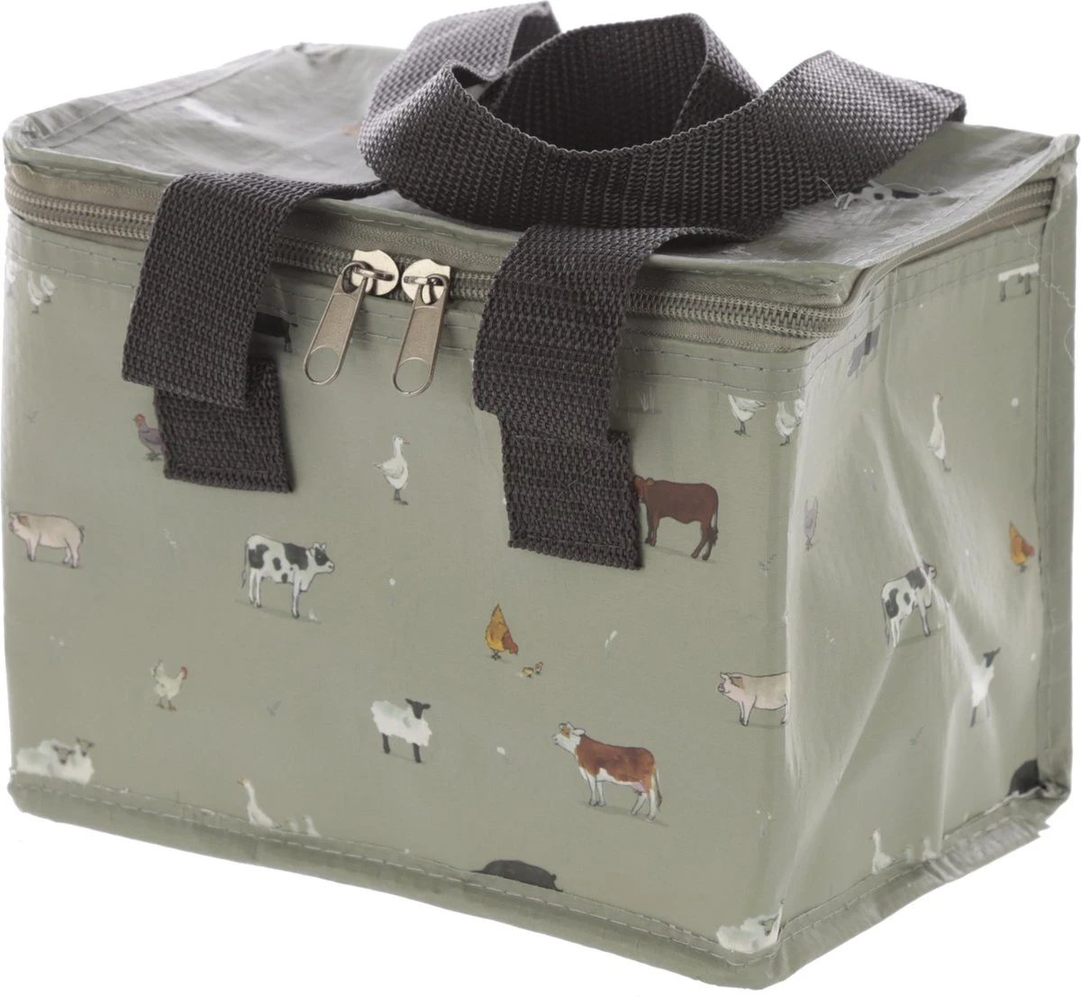 Kleine Koeltas Voor Lunch Grijs Met Boerderij Dieren Print 16 X 21 X 14 Cm 4,7 Liter - Koeltassen 3 Kleine Koeltas Voor Lunch Grijs Met Boerderij Dieren Print 16 X 21 X 14 Cm 4,7 Liter - Koeltassen