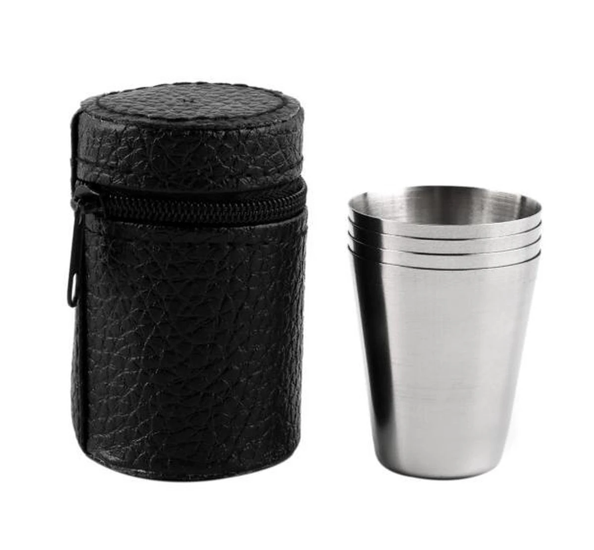 6x Rvs Shot Bekertjes - Borrelglaasjes - Thee/ Koffie Beker - Shotjes Met Leren Case - Bekers 30 ML 6 6x Rvs Shot Bekertjes - Borrelglaasjes - Thee/ Koffie Beker - Shotjes Met Leren Case - Bekers 30 ML - Afbeelding 4