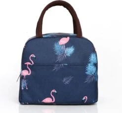 Koeltas - Lunchtas - Volwassenen En Kinderen - Compact & Handig: Zomer - Picknick -School - Lunch - Werk - Blauw Flamingo