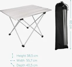 Navaris Campingtafel - Inklapbaar Campingtafeltje Van Aluminium - Opvouwbare Tafel Inclusief Draagtas - Picknicktafel - Zilver -Buiten Kamperen 1200x1120 5