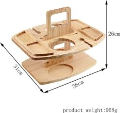 Merkloos Houten Outdoor Wijntafel Draagbare Houten Picknicktafel Mini Campingtafels Met Wijnglas Houder Voor Tuin Outdoor Camping Picknick Strand - Plataan Hout - Wijn -Buiten Kamperen 1200x1122 3
