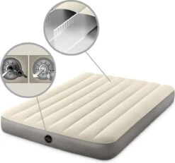 Intex Luchtbedset Intex Luchtbed - Twijfelaar - 137 X 191 X 25 Cm - Beige + Intex Elektrische Pomp - 650 Liter/min + Hoeslaken Zwart + Reparatieset -Buiten Kamperen 1200x1123 1