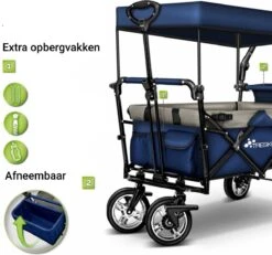 Tresko- Bolderkar, Grijs, Opvouwbaar, Met Dakje, Geschikt Tot 80 Kg - Bolderwagen - Kinderenvervoer - Bolderkarren - Tuinkar - Kinderwagen -Buiten Kamperen 1200x1124 2